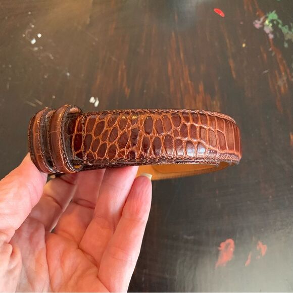 Genuine leather croc-embossed belt w/ gold-tone RL Crown 67 buckle preppy large main image 8